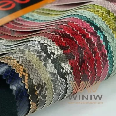 Garments Snakeskin Faux Leather Fabric PU Synthetic Patterned Faux Leather Sheets